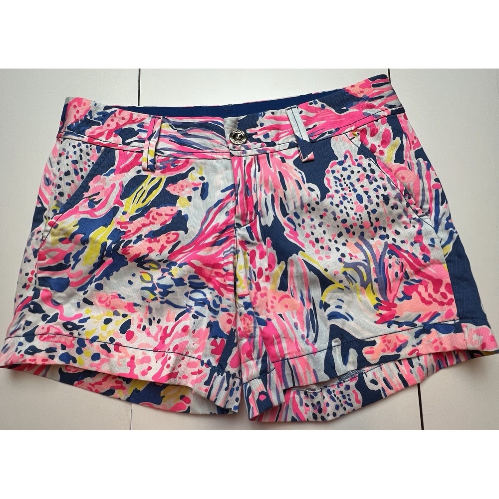 LILLY PULITZER Women's‎ 0 Callahan Shorts Sunken Treasure Blue & Pink Sealife